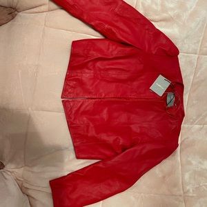 Marella red leather jacket